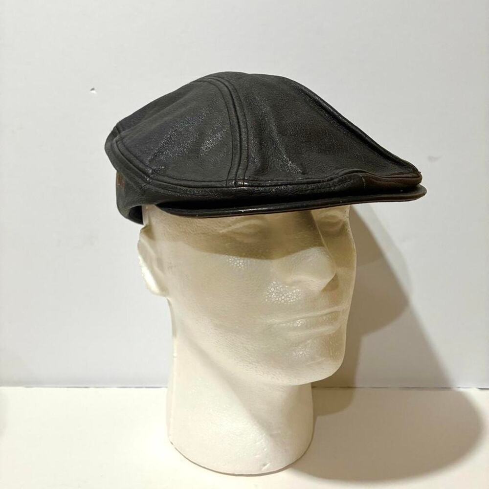 Vintage Yamaha Leather Motorcycle Cap / Newsboy Hat - Size L-Xl